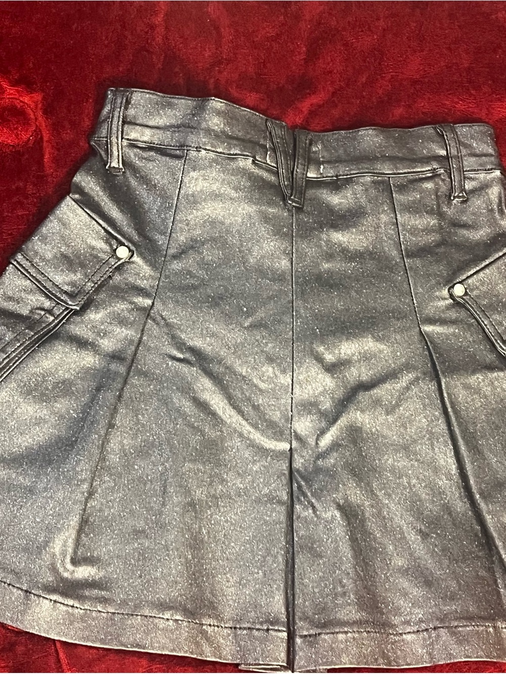 Vibrant Black Shimmery Mini Skirt size S - Picture 8 of 11
